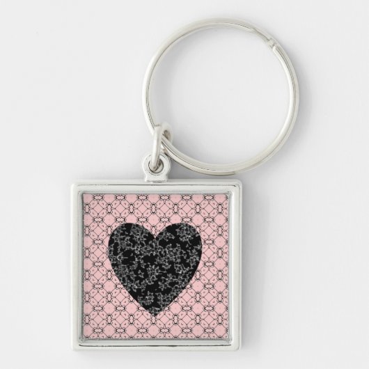 Pink Geometric Black Flake Lace Keychain Schlüsselanhänger (Vorne)