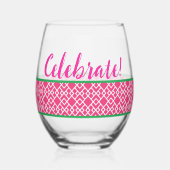 Pink Geometric Celebrate Weinglas Ohne Stiel (Vorderseite)