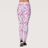 Pink Geometric Circles Squares Triangle Blue Leggings (Rückseite)