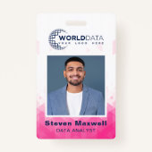Pink Geometric Custom Employee ID Abzeichen Ausweis (Vorderseite)