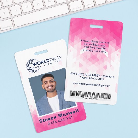 Pink Geometric Custom Employee ID Abzeichen Ausweis