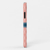 Pink Geometric Diamond Muster Blue Monogram Case-Mate iPhone Hülle (Hinten/Rechts)