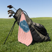 Pink Geometric Diamond Muster Blue Monogram Golfhandtuch (Gras)