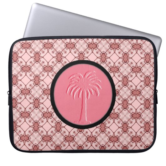 Pink Geometric Lattice Design-Carolina Palm Laptopschutzhülle (Vorderseite)