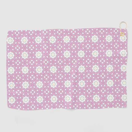 Pink geometric mandala patterned golfhandtuch (Horizontal)