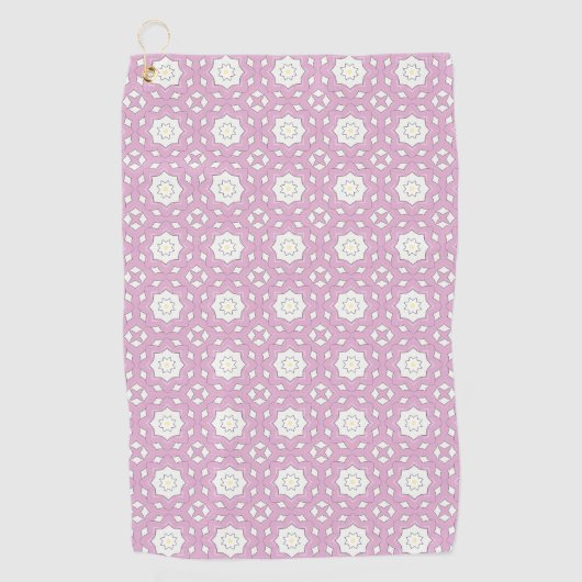 Pink geometric mandala patterned golfhandtuch (Vorderseite)
