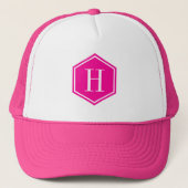 Pink Geometric Octagon Monogram Truckerkappe (Vorderseite)