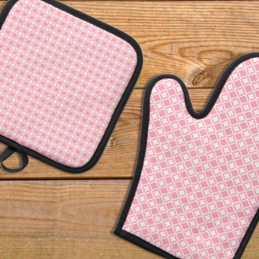 Pink Geometric Ofenhandschuh & Topflappen-Set