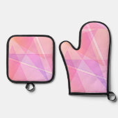 Pink Geometric Ofenhandschuh & Topflappen-Set (Vorderseite)