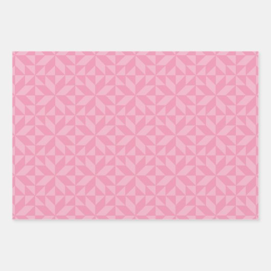 Pink Geometric Quilblock Pattern Geschenkpapier Set (Vorderseite)