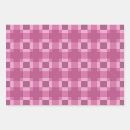 Pink Geometric Quilblock Pattern Geschenkpapier Set (Vorderseite)