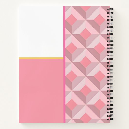 Pink Geometric Squares Custom Notebook Notizblock (Rückseite)