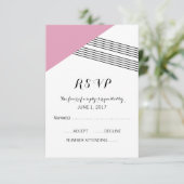 Pink Geometric Strip Response Card RSVP Karte (Stehend Vorderseite)