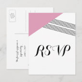 Pink Geometric Strip Response Postkarte (Vorne/Hinten)