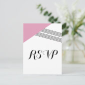 Pink Geometric Strip Response Postkarte (Stehend Vorderseite)