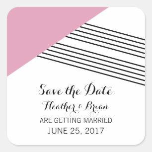 Pink Geometric Strip Save the Date Stickers