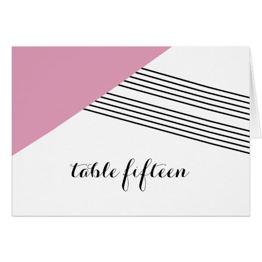 Pink Geometric Stripe Tischnummer Card (Vorderseite (Horizontal))