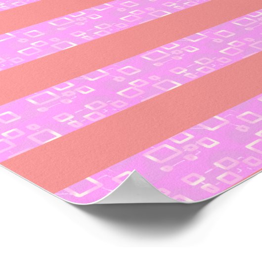 Pink Geometric Stripes Poster (Ecke)