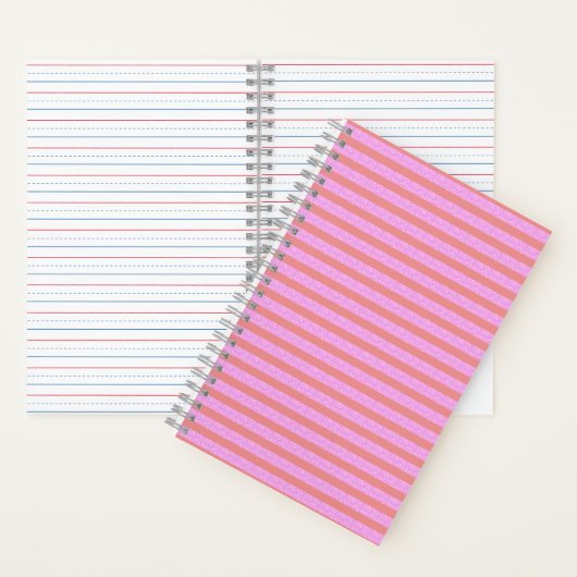 Pink Geometric Stripes Spiral-Notebook Notizblock (Innen)