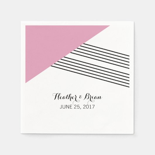 Pink Geometric Strippapier Napkins Serviette (Vorderseite)