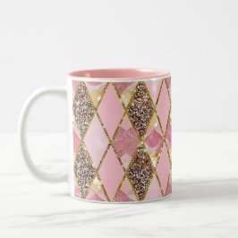 Pink Geometric Texture Zweifarbige Tasse