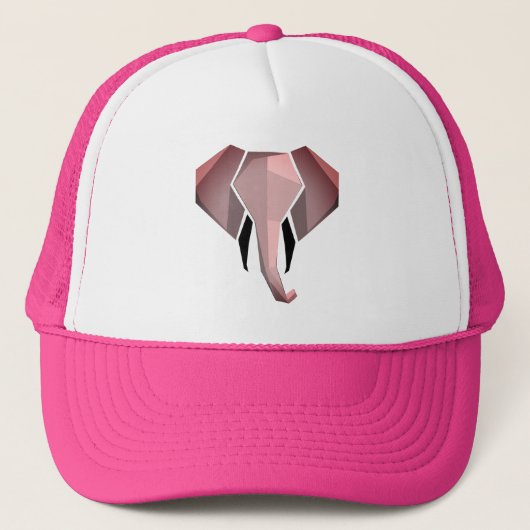Pink Geometrics Elephant Head Truckerkappe (Vorderseite)