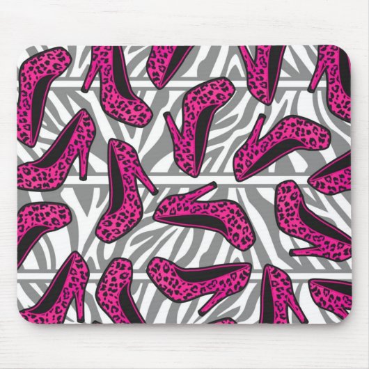 Pink-Gepard-Absatz-Schuh-Druck auf Zebra Mousepad (Vorne)