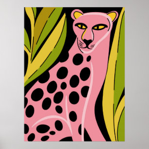 Pink Gepard Pop Art Fettes Dschungelkatzen-Print Poster