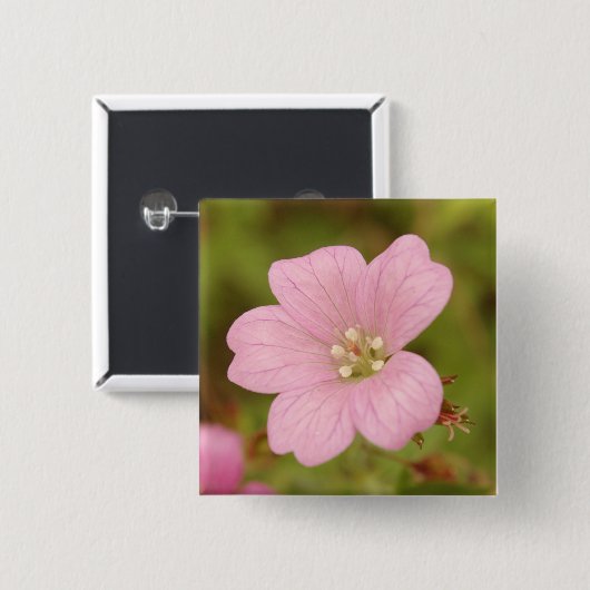 Pink Geranium Badge Button (Vorne & Hinten)