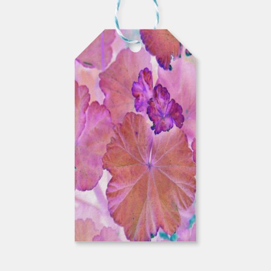 Pink Geranium Blätter Geschenktasten Geschenkanhänger (Rückseite)