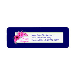 Pink Geranium Bouquet Return Address Labels