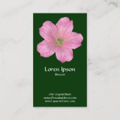 Pink Geranium - Dunkelgrün Visitenkarte (Rückseite)