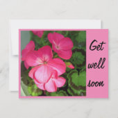 Pink Geranium Foto wird bald gut Karte (Vorderseite)