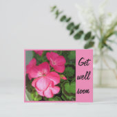 Pink Geranium Foto wird bald gut Karte (Stehend Vorderseite)