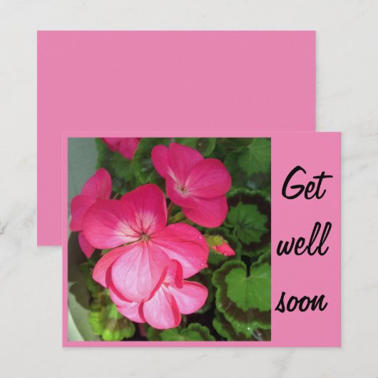 Pink Geranium Foto wird bald gut Karte (Vorne/Hinten)
