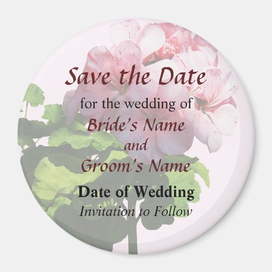 Pink Geranium Save the Date Magnet (Vorne)