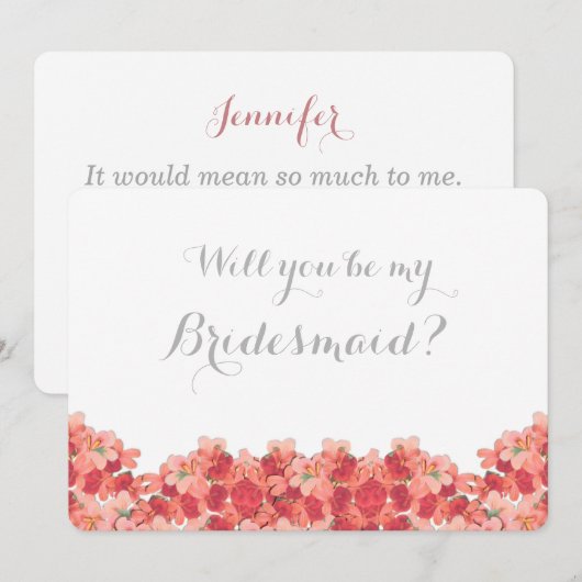 Pink Geranium wird meine Bridesmaid sein Einladung (Vorne/Hinten)