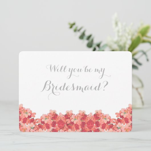 Pink Geranium wird meine Bridesmaid sein Einladung (Stehend Vorderseite)