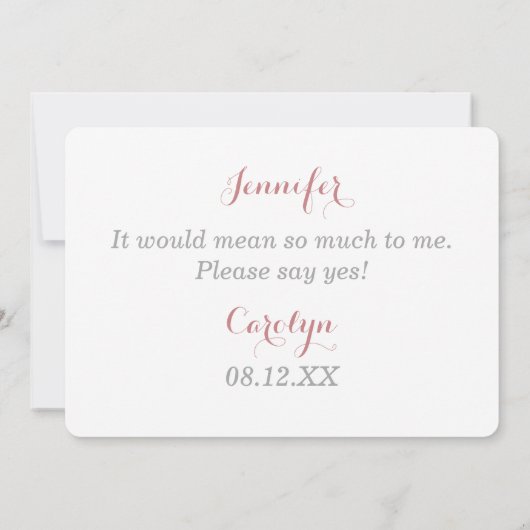 Pink Geranium wird meine Bridesmaid sein Einladung (Rückseite)