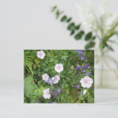 Pink Geraniums & Lila Campanula DIY Postkarte (Stehend Vorderseite)