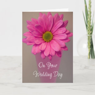 Pink Gerber Daisy am Vase Wedding Day Karte