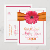 Pink Gerber Daisy Bat Mitzvah Save the Date Ankündigungspostkarte (Vorne/Hinten)