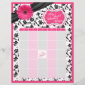Pink Gerber Daisy Black Floral Brautparty Bingo (Vorderseite)