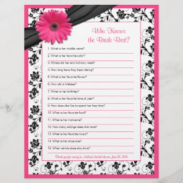 Pink Gerber Daisy Black Floral Brautparty Game