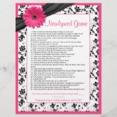 Pink Gerber Daisy Black Floral Brautparty Game (Vorderseite)