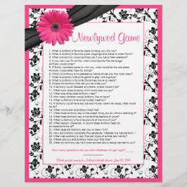 Pink Gerber Daisy Black Floral Brautparty Game