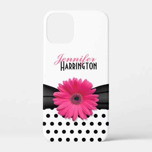 Pink Gerber Daisy Black Polka Dot iPhone 6 Fall Case-Mate iPhone Hülle (Rückseite)