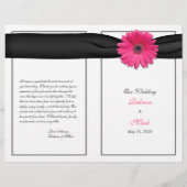 Pink Gerber Daisy Black Ribbon Wedding Program (Vorderseite)
