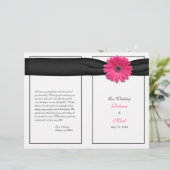 Pink Gerber Daisy Black Ribbon Wedding Program (Stehend Vorderseite)