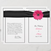 Pink Gerber Daisy Black Ribbon Wedding Program (Vorne/Hinten)